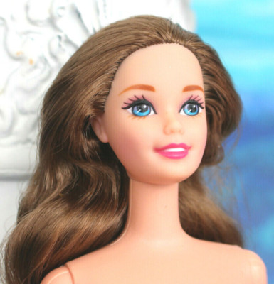 Nude BIG blue Anime eyes Barbie long wavy Brunette hair TNT superstar DBox4 OOAK