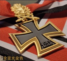 Replica WWII GERMAN Golden Knight Iron Cross Knight Emblem Oak Leaf Neck Ribbon