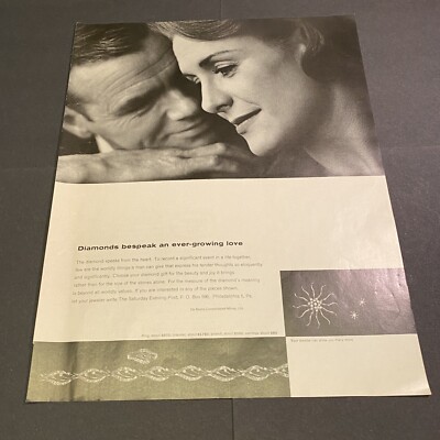 Vintage Print Ad De Beers Mines Diamonds 1964 Jeweler Ephemera 10 3/8'' x 13 3/8''