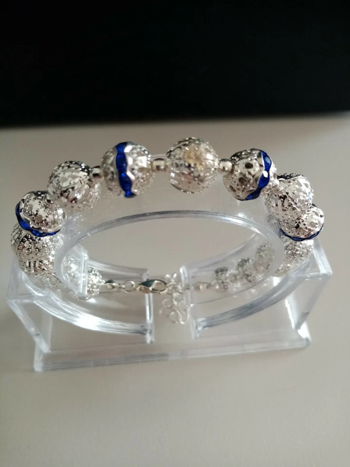 Schmuck Armband Perlen Armband aus filigranen Perlen mit Kristallband 20 + 4 cm - Bild 2 von 3