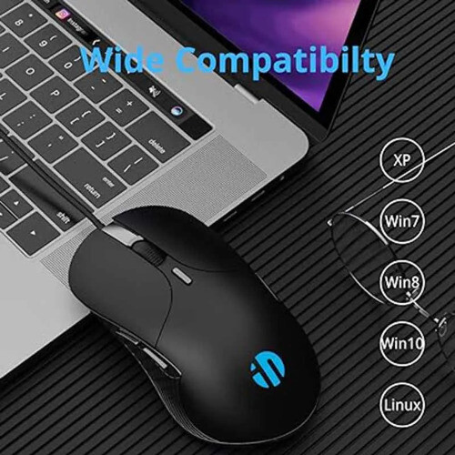 USB Wired Mouse 7200DPI Adjustable and 6 Programmable Buttons, Silent Click,
