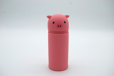 [New] Lihit Lab. Puni Labo Silicone Rubber Stand Pen Case Pig Pattern From Japan