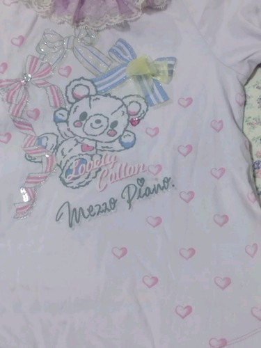 Mezzo Piano Cute Bear Printed Girls T-shirt Light Purple 140cm Japanese Kawaii - Picture 10 of 23