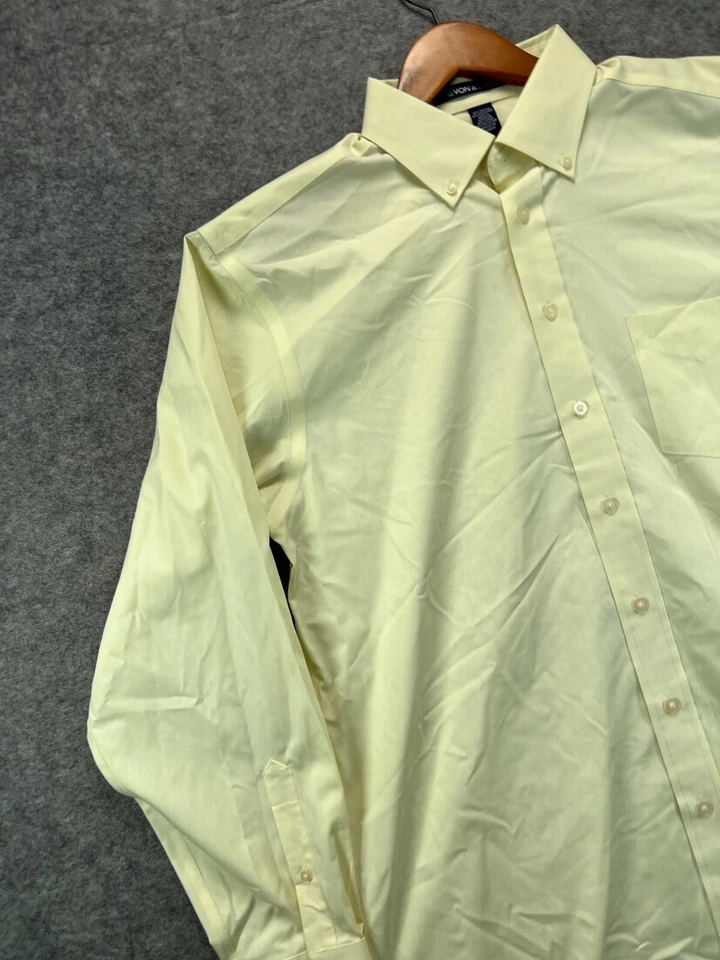 Devon & Jones Button Up Oxford Shirt Mens Large Yellow Long Sleeve Work 1 - Image 2 of 4