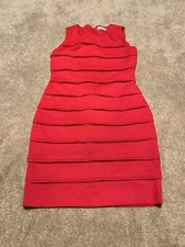Womens Calvin Klein Red Sleeveless Sheath Dress Size 10 Zipper Stretchy