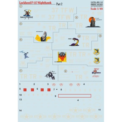 Print Scale 48-112 Decal airplane 1:48 Lockheed F-117 Nighthawk Part2 Waterslide