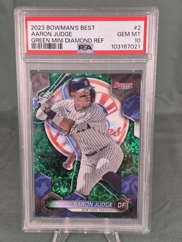 2023 Bowman's Best Aaron Judge Green Mini-Diamond Refractor #2 /99 PSA 10