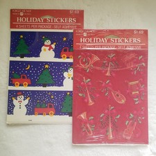NOS 1980s Vintage Christmas Holiday Theme Sticker Packs - American Greetings