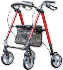 NRS Healthcare M87719 Lightweight Four-Wheeled Rollator with Seat Foldable