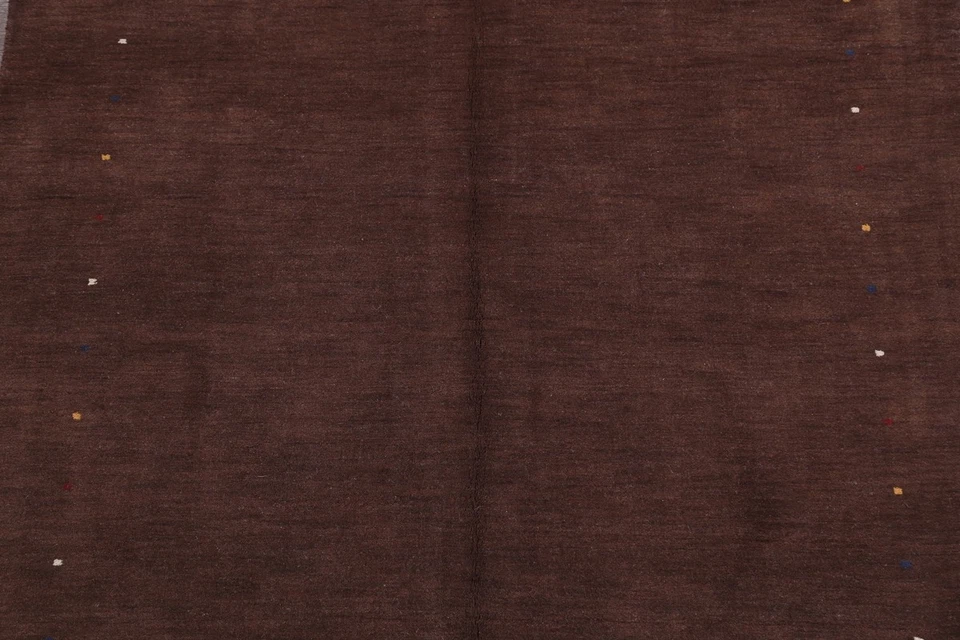 Abstract Nepalese Gabbeh Oriental Hand-Knotted 7'x10' Mocha Brown Wool Area Rug - Image 4 of 4