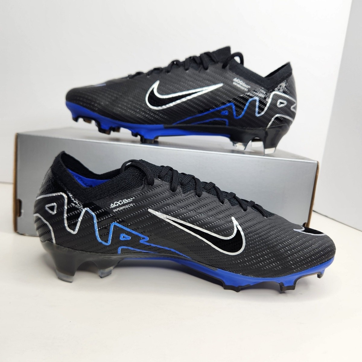 Nike Zoom Vapor 15 Elite FG Black/Chrome Hyper Royal Size 8.5 Men