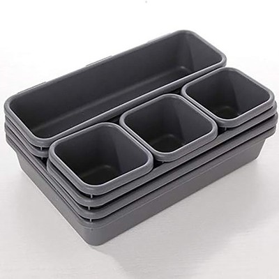 8-teiliges Set Schubladen Organizer Verstellbare Teiler Besteckkasten Aufbewahrungsbox Grau Neu