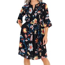 Style & Co Black Floral Dress Women's Large Boho Chic Brunch Date Night Party L