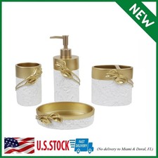 Bathroom Accessories Set,Golden Design Toothbrush Holder,Farmhouse Bathroom Deco