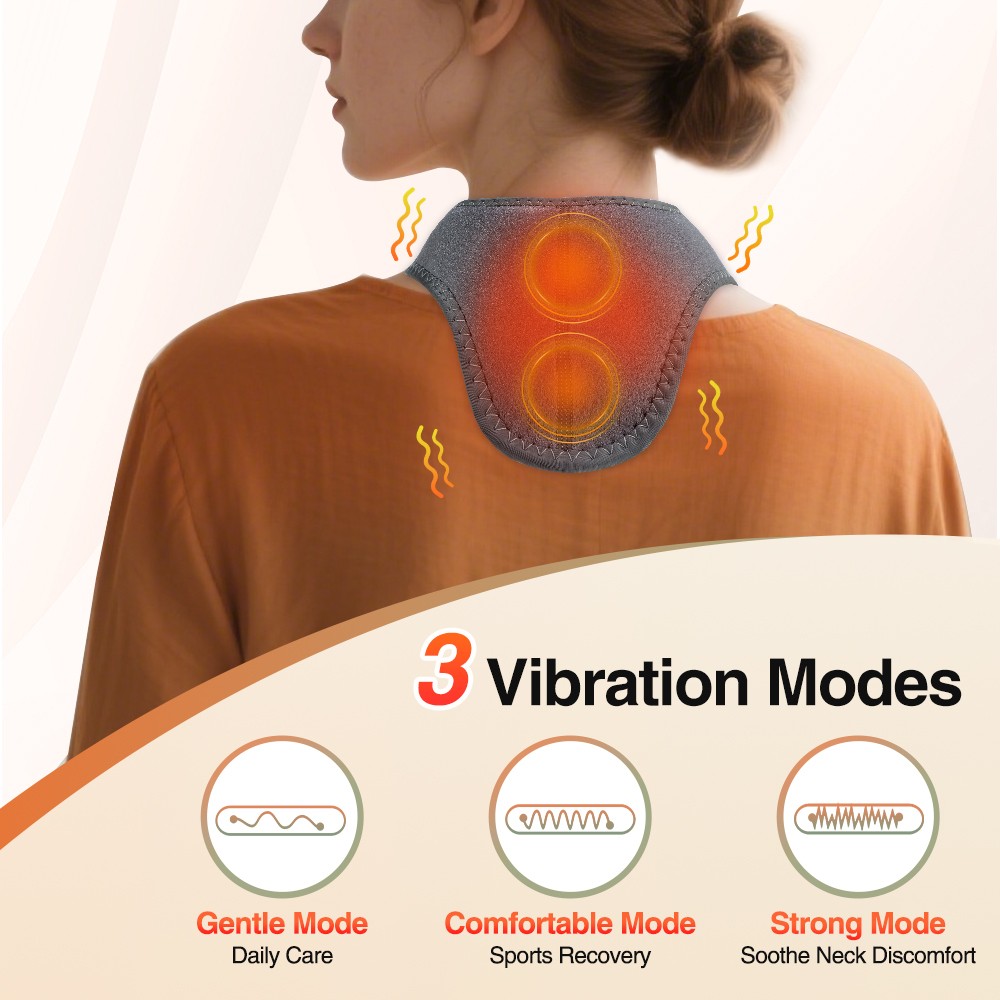 Cordless Neck Heating Pad Heated Neck Wrap Pain Relief with Vibration Massage