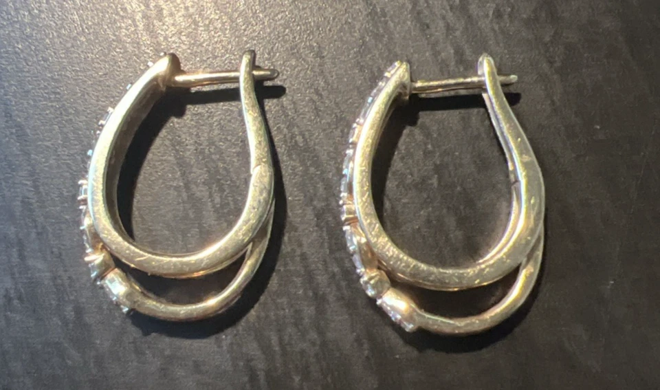 PENDIENTES ARO OVALADOS DIAMANTES REDONDOS Kay Jewelers punta 10K YG 1/4 ct dos con SEGURO Foto 4 de 4