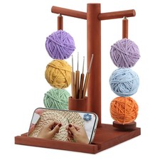 Wooden Yarn Holder for Crocheting and Knitting, Magnetic Rotating Yarn Spinne...