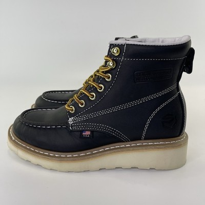 Sureway 603M Black Leather Waterproof Round Toe Lace Boots Women s Sz 8 Men Sz 6
