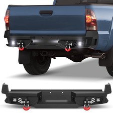Full Width New For 2005-2015 Toyota Tacoma Off-road Rear Bumper With Led Lights