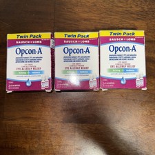 Bausch Lomb Opcon-A Twin Pack Eye Allergy Relief Drops - 6 Bottle Total Exp 7/26