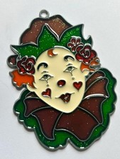 Vintage Glitter Clown Face Sun Catcher Stained Glass Style Retro Handmade