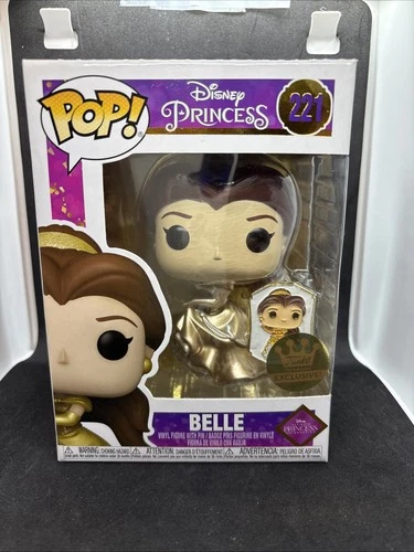 Funko Pop Disney Princess Belle 221 Exclusive + Pin - Very small box rip see pic