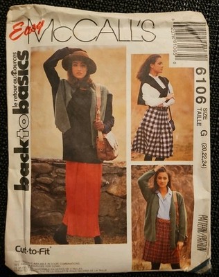 McCALL'S Easy To Sew Skirts in 3 Lengths & Pleats Sz 20 22 24 UNCUT Pattern 6106