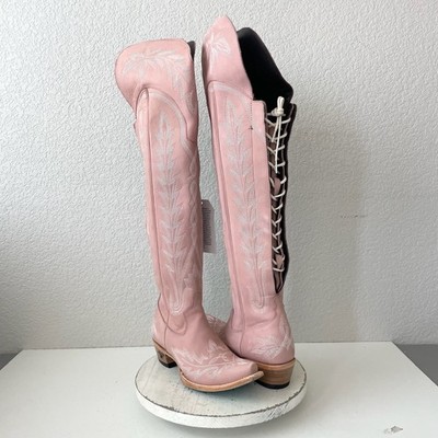 Lane LEXINGTON Over the Knee Womens Cowboy Boots Blush Pink