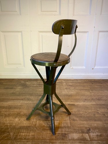 1 of 2 Vintage EVERTAUT Machinist Factory Work Bar Stool Industrial Chair - Picture 11 of 11
