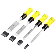 4 Piece Wood Chisel Set CRV Steel Bevel Edge 1/4 1/2 3/4 1 Inch for Woodworking
