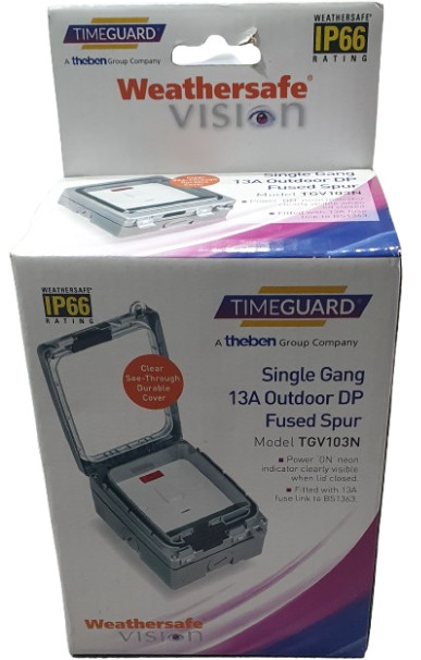Timeguard TGV103N Weathersafe Vision Single Gang 13A Fused Spur Connection Unit