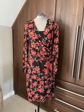 Joe Browns Ladies Jersey Black Red Dress Wrap Style Uk14 Floral Orient Floral BN