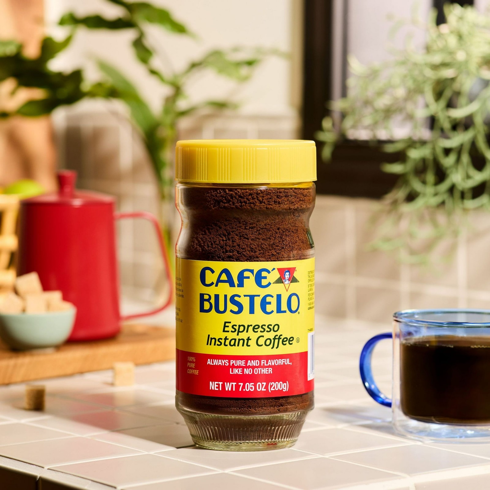 Cafe Bustelo, Espresso Style, Dark Roast Instant Coffee 7.05 oz Jar (PACK OF 4..