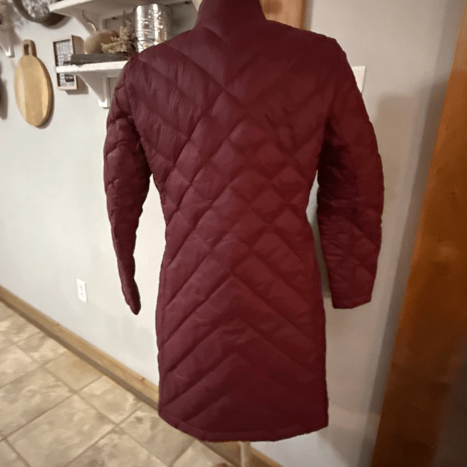 J Jill down filled quilted long puffer coat womens size XS burgandy winter warm - Image 4 of 4