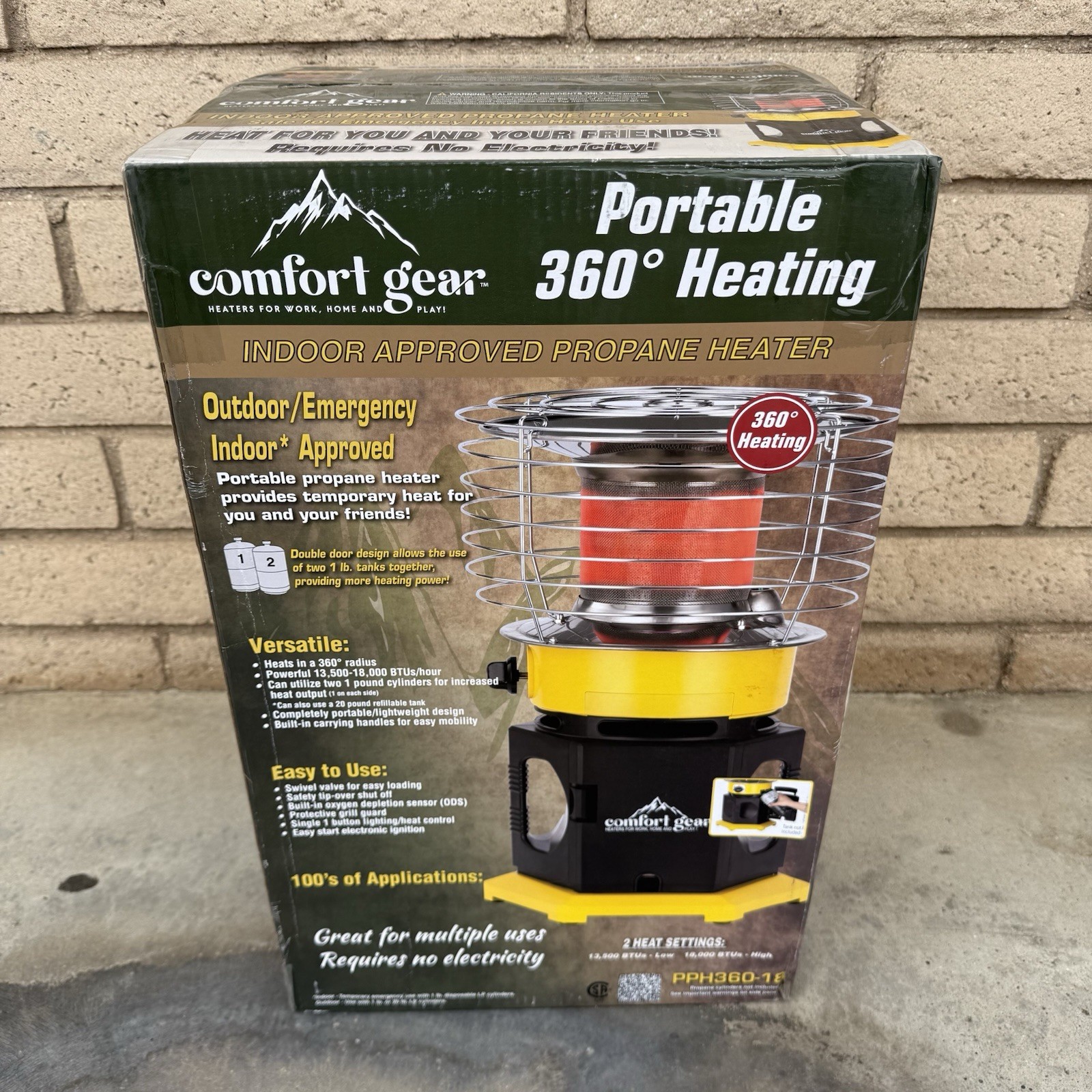 Comfort Gear 360 Degree Propane Space Heater, 13,500 to 18,000 BTU In/Outdoor