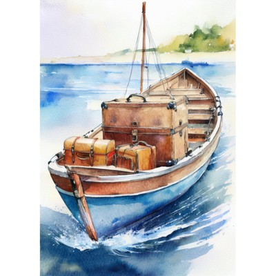 Postkarte. Gute Reise. Mit dem Boot. Perfekt für Gute Reise Wünsche