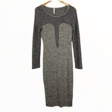 A+ ALLEN Knit Mesh Midi Dress Gray L
