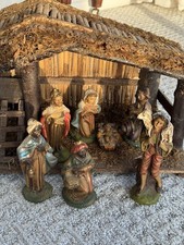Christmas Nativity 7 Piece Resin Set With Stable Italy
