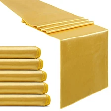 Set of 5 Satin Table Runners Gold 12x108 inch Table Runner for Party Wedding ...