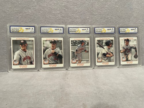 LOT OF 5 BRYCE HARPER 2011 MULTI-AD HAGERSTOWN SUNS CARDS GRADED WCG 10 GEM MINT