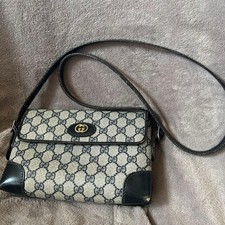 80s GUCCI GG pattern Shoulder Bag Black 712190