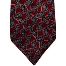Robert Talbott Studio Silk Necktie Mens Red Navy Blue Geometric Designer Tie EUC