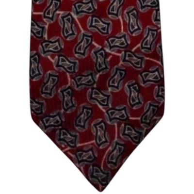 Robert Talbott Studio Silk Necktie Mens Red Navy Blue Geometric Designer Tie EUC