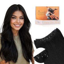 Micro Beaded Weft Hair Extensions Remy Human Hair 16 Inch 1 Jet Black 100g