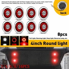 4inch Round Red White 16-LED Truck Trailer Brake Stop Turn Signal Tail Lights