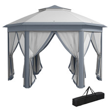 Outsunny 3 x 4m Garden Gazebo Hexagon Pop Up Gazebo, GREY NEW SEALED *RRP £330