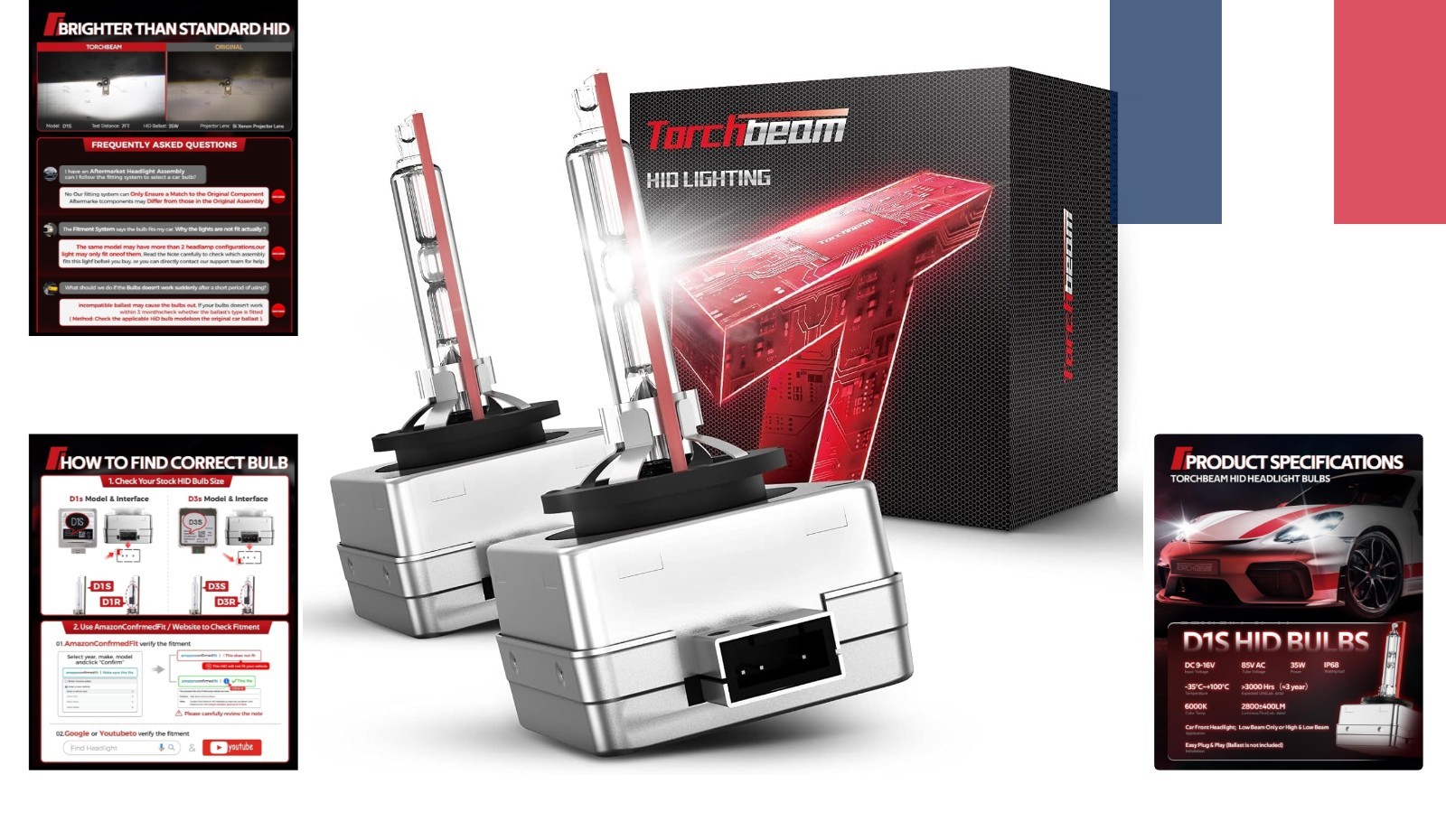 Ampoules Xénon 6000K TORCHBEAM contre la fatigue visuelle des phares d'origine ternes