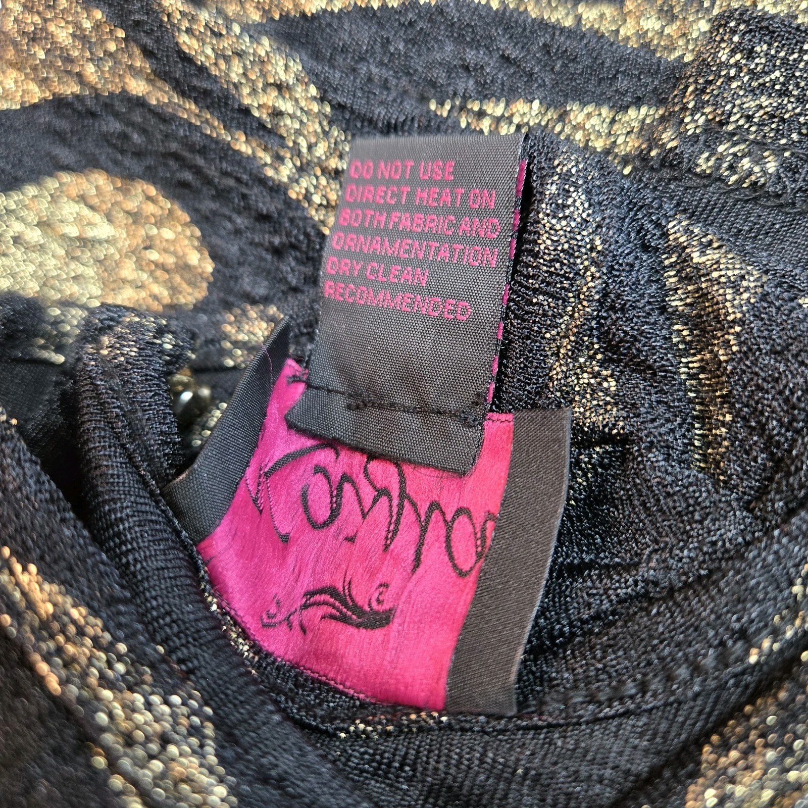 Kayla by Tally Taylor Sheath Midi Dress sz 14 Black Metallic Gold Stretch Fitted