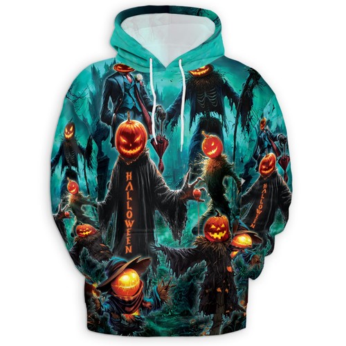 Happy Halloween Pumpkin Hoodie Spooky Holiday Pullover Gift