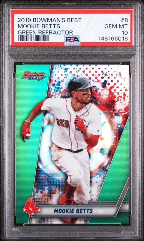 2019 BOWMAN'S BEST GREEN REFRACTOR #8 MOOKIE BETTS 49/99 PSA 10